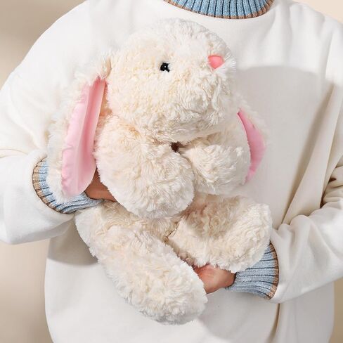 10Lbs Weighted Bunny Stuffed Animal, 27.5" Sturdy Soft Beige Rabbit Plush Toy for Adults, Huggable Companion for Cuddling in Saudi Arabia
