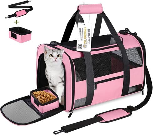 Cat Carrier Pet Dog Carrier Airline Approved for Puppy Cat Carrier Under 15 lbs, Collapsible Soft Sided Airline Approved Cat Carriers, Grey in Kuwait