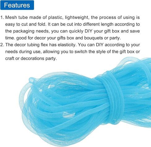 MECCANIXITY 30 Yards Mesh Tube 3/8 Inch Decor Tubing Flex for Wreath, Gift, Decorations Birthday, and Wedding Party,DIY Craft - Light Blue in Saudi Arabia