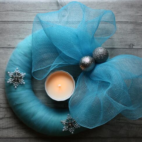 MECCANIXITY 30 Yards Mesh Tube 3/8 Inch Decor Tubing Flex for Wreath, Gift, Decorations Birthday, and Wedding Party,DIY Craft - Light Blue in Saudi Arabia