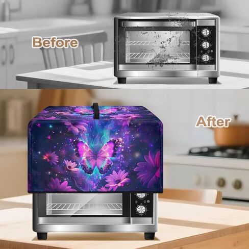 Microwave Oven Dustproof Cover Machine Washable Convection Oven Cover Protector Compatible with Various Small Kitchen Appliances, L, Butterfly Daisy Galaxy Violet Blue in Saudi Arabia