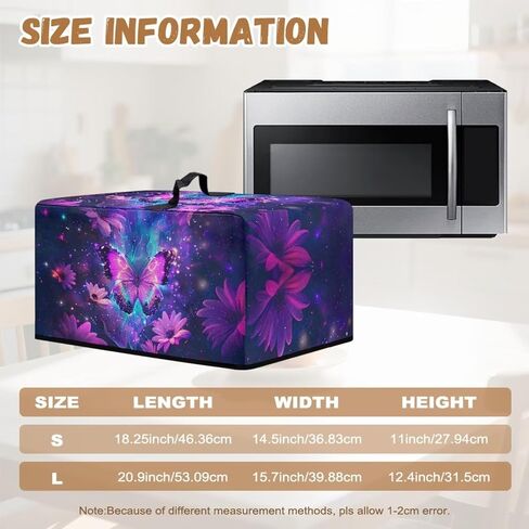 Microwave Oven Dustproof Cover Machine Washable Convection Oven Cover Protector Compatible with Various Small Kitchen Appliances, L, Butterfly Daisy Galaxy Violet Blue in Saudi Arabia