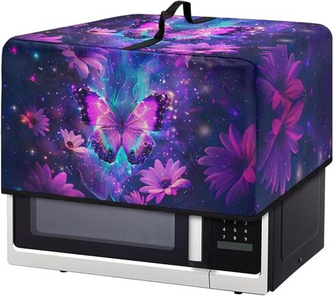 Microwave Oven Dustproof Cover Machine Washable Convection Oven Cover Protector Compatible with Various Small Kitchen Appliances, L, Butterfly Daisy Galaxy Violet Blue in Saudi Arabia