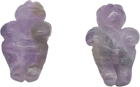 2 Hand Carved Amethyst Goddess of Willendorf Beads for Jewelry Making in Saudi Arabia