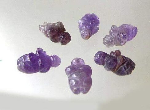 2 Hand Carved Amethyst Goddess of Willendorf Beads for Jewelry Making in Saudi Arabia