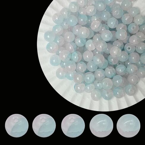 8mm Crackle Glass Beads for Jewelry Making, 700Pcs Round Crystal Beads for Bracelets, DIY Crafts (Lt Pink Crackle) in Saudi Arabia