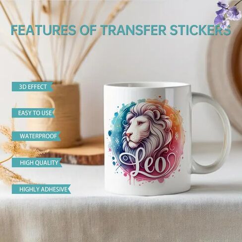 24pcs Zodiac Floral Rose UV DTF Cup Wraps Transfer Waterproof Sticker for Glass Cups Furniture Craft DIY Crafts，Rub on Transfer Stickers for DIY Water Bottle Laptop Decal Wood Car in Saudi Arabia