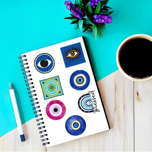 1 Bag 50Pcs Evil Eye Theme Paper Stickers Sets, Adhesive Decals for Scrapbooking, Crafting, DIY Projects, Diaries, and Art Supplies, Photo Album Decoration, Mixed Color, 27~72x39~72x0.2mm in Saudi Arabia