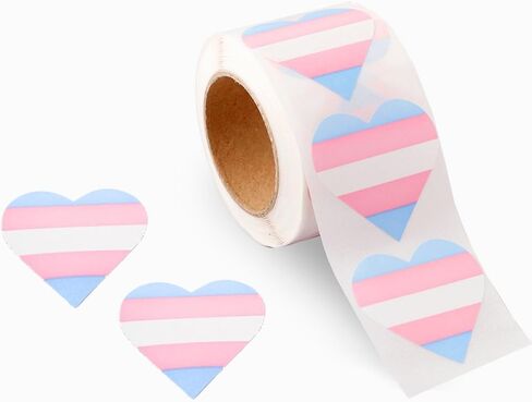 250 Transgender Heart Flag Stickers - LGBTQ Trans Pride Heart-Shaped Stickers/Decals in Saudi Arabia