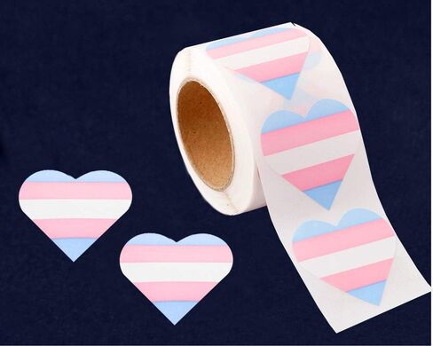 250 Transgender Heart Flag Stickers - LGBTQ Trans Pride Heart-Shaped Stickers/Decals in Saudi Arabia