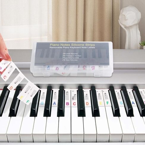 Piano Keyboard Stickers,Colorful Piano Notes Guide for Beginner Stickers, Removable, 88-Key Full Size, Reusable in Saudi Arabia