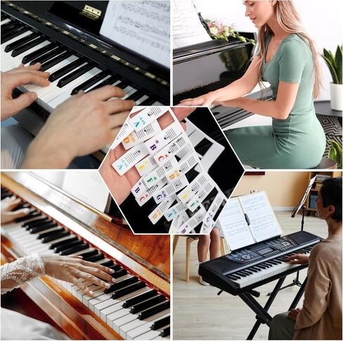 Piano Keyboard Stickers,Colorful Piano Notes Guide for Beginner Stickers, Removable, 88-Key Full Size, Reusable in Saudi Arabia