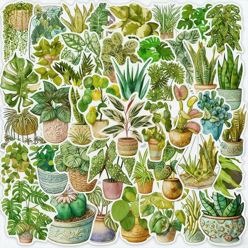 50Pcs Nature-Themed Stickers, Self-Adhesive Decals for Laptops, Water Bottles, Scrapbooks, Perfect for Plant Enthusiasts & Gardening Fans, Durable on Various Surfaces DIY Decoration in Saudi Arabia