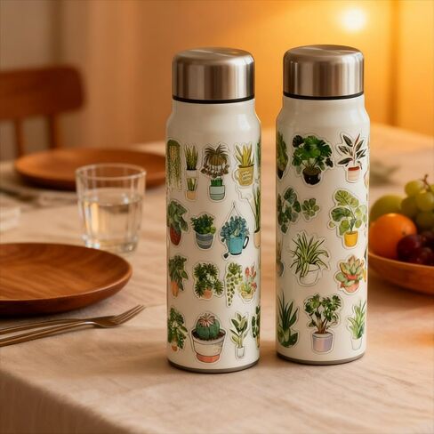 50Pcs Nature-Themed Stickers, Self-Adhesive Decals for Laptops, Water Bottles, Scrapbooks, Perfect for Plant Enthusiasts & Gardening Fans, Durable on Various Surfaces DIY Decoration in Saudi Arabia