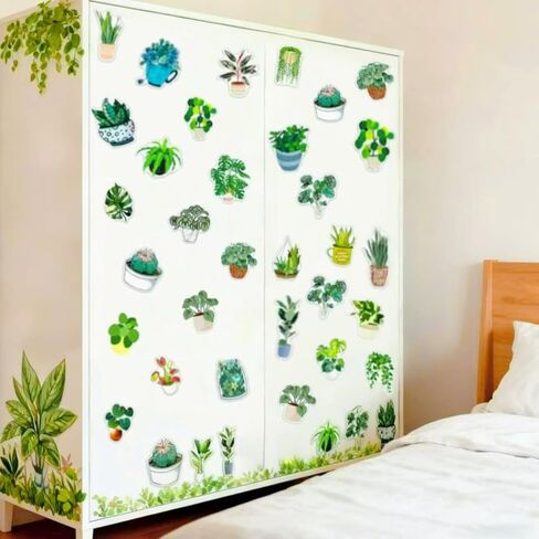 50Pcs Nature-Themed Stickers, Self-Adhesive Decals for Laptops, Water Bottles, Scrapbooks, Perfect for Plant Enthusiasts & Gardening Fans, Durable on Various Surfaces DIY Decoration in Saudi Arabia