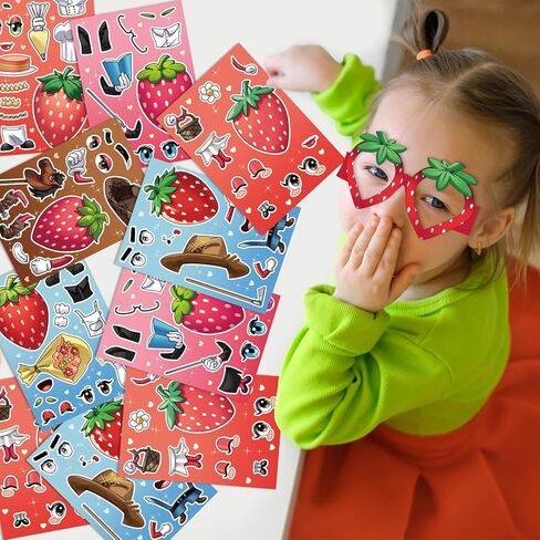 WHALEISLAND Strawberry Party Favor Sweet Berry gift bag Stickers Stampers Keychain Paper Straws Gift Rewards for Kids Girls Birthday Supplies in Saudi Arabia