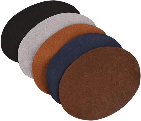 10 Pack Oval Shape PU Leather Patch Repair Sewing Elbow Knee Patches Clothing Accessories, Black Light Gray Dark Blue Brown Dark Brown, for Clothing Trousers Bags in Saudi Arabia