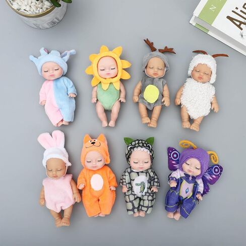 ONEST 8 Sets 4 Inch Dolls Cute Doll Include 8 Pieces Mini Dolls, 8 Sets Handmade Doll Clothes in Saudi Arabia