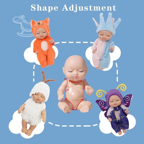 ONEST 8 Sets 4 Inch Dolls Cute Doll Include 8 Pieces Mini Dolls, 8 Sets Handmade Doll Clothes in Saudi Arabia