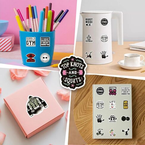 104pcs Fitness Aesthetic Vinyl Waterproof Decals Stickers Pack Gym Cute Cartoon for Water Bottle,Laptop,Phone,Skateboard,Scrapbooking,Bumper for Party Supply Decor Favor in Saudi Arabia