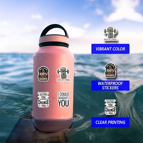 104pcs Fitness Aesthetic Vinyl Waterproof Decals Stickers Pack Gym Cute Cartoon for Water Bottle,Laptop,Phone,Skateboard,Scrapbooking,Bumper for Party Supply Decor Favor in Saudi Arabia