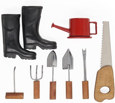 Odoria 1/12 أحذية مطاطية مصغرة مسقاة وأدوات زراعية ملحقات تزيين بيت الدمى in Kuwait