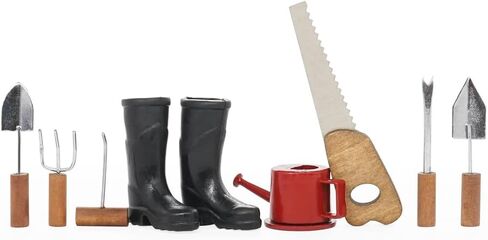 Odoria 1/12 أحذية مطاطية مصغرة مسقاة وأدوات زراعية ملحقات تزيين بيت الدمى in Kuwait