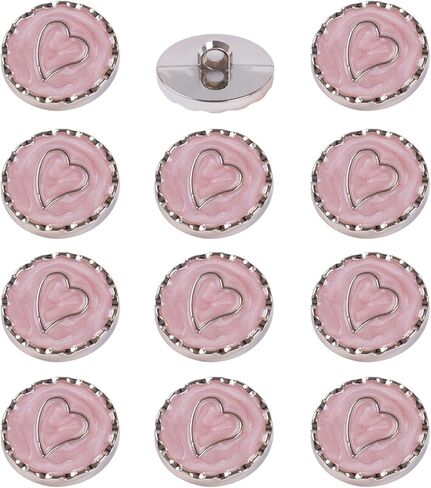 Lilaly 12PCS 1 Inch Khaki Heart Buttons for Crafts, Sewing Buttons for Clothes, Button Kit Suitable for Shirt, Coat, DIY Project in Kuwait