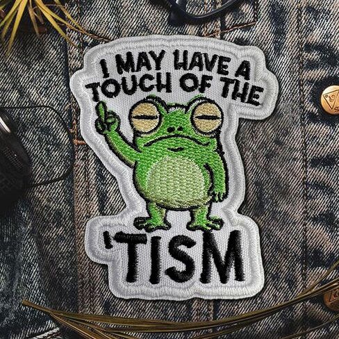 قد أحصل على لمسة من رقعة الضفدع Tism مقاس 3 بوصات للتوحد والتنوع العصبي الساخر فكاهة للبالغين مطرزة بالكي على رقعة مخيطة - شارة للسترات وحقائب الظهر والقبعات - هدية DIY 3 بوصات in Kuwait