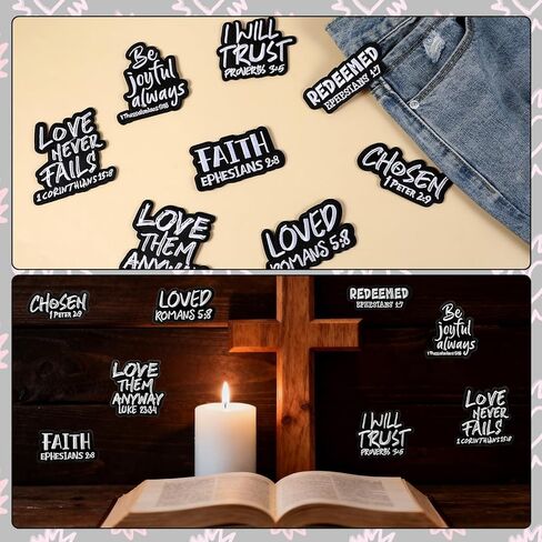 Sibba 16 pcs Christian Embroidered Iron on Patches, Bible Verse Embroidery Applique Patches Inspirational Motivational Religious Faith Sew on Patch Appliques for Christmas Hat Backpack Jacket Clothes in Saudi Arabia