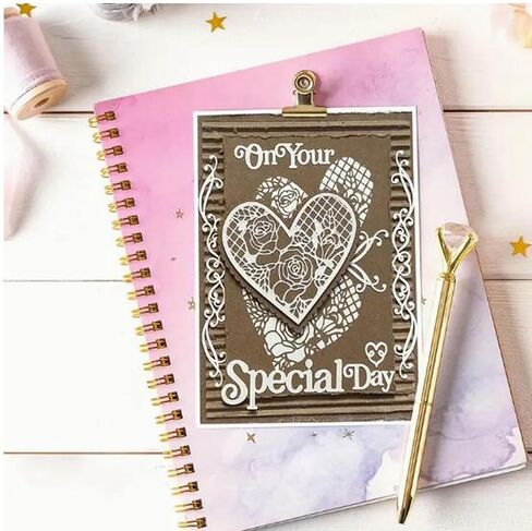 Valentine's Day Love Lace Edge Metal Die Cuts,Happy Valentine's Day Heart Rose Lace Flower Edge Cutting Dies Cut Stencils for DIY Invitation Card Scrapbooking Album Embossing Paper Dies Card Making in Saudi Arabia