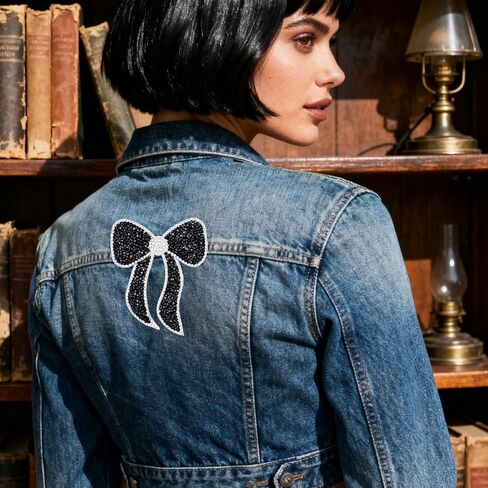 6 قطع من القوس الأسود حديد على الرقع، عقدة فيونكة لامعة مطرزة للمشاريع التي تصنعها بنفسك، رقع فيونكة كبيرة لطيفة وإكسسوارات زخرفية لحقائب الظهر، سترة جينز وقبعة وملابس قميص in Kuwait