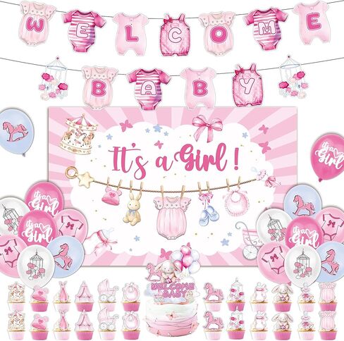 Its A Boy Baby Shower Decorations Include Welcome Baby Banner-Its A Boy Balloons-It’s a Boy Backdrop-Its A Boy Cake Topper-Its A Boy Cupcake Toppers for Welcome Baby Boy Decorations in Saudi Arabia