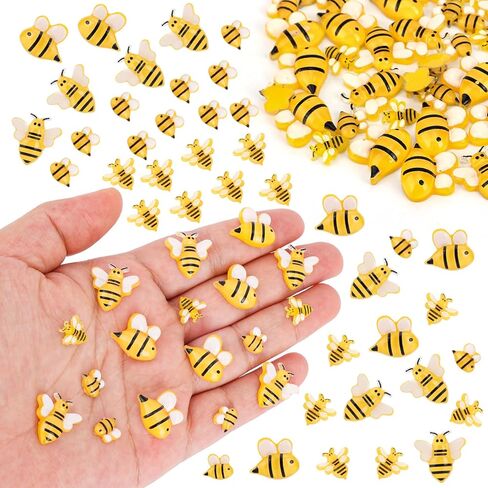 100pcs Mini Resin Honey Bees for Crafting, 4 Design Tiny Resin Bees Small Decorative Honeybee Decorations for DIY Birthday Animal Party Table Decoration in Saudi Arabia