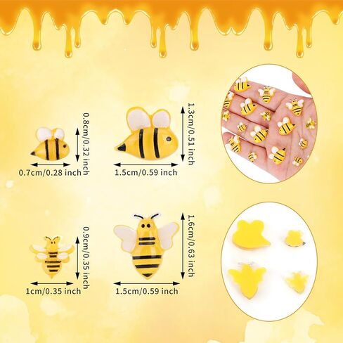 100pcs Mini Resin Honey Bees for Crafting, 4 Design Tiny Resin Bees Small Decorative Honeybee Decorations for DIY Birthday Animal Party Table Decoration in Saudi Arabia