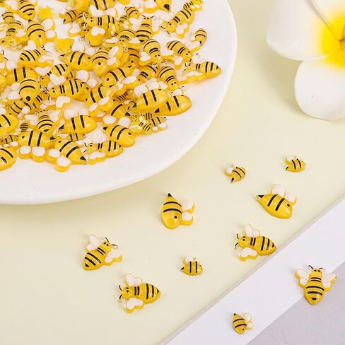 100pcs Mini Resin Honey Bees for Crafting, 4 Design Tiny Resin Bees Small Decorative Honeybee Decorations for DIY Birthday Animal Party Table Decoration in Saudi Arabia