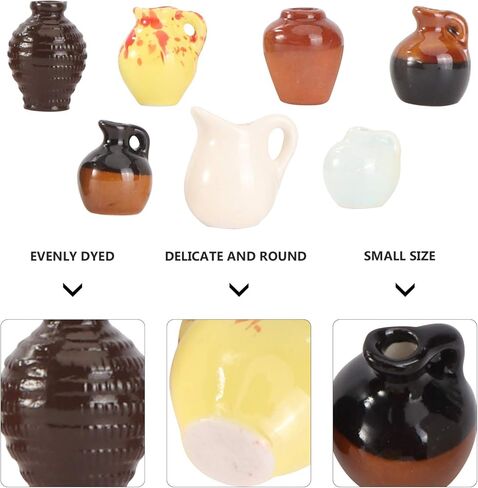 مجموعة مزهريات خزفية مصغرة من توياندونا لإكسسوارات بيت الدمى مزهريات صغيرة من الفخار للزهور بيت الدمية الصغيرة D Cor 7 قطع in Kuwait