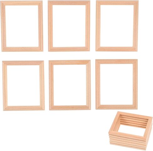 Balacoo 6 Pcs Small Photo Frames, 1:12 Scale Wood Dollhouse Frames, Mini Wooden Dollhouse Furniture Set for DIY Wall Art Painting, Craft Artwork Decor, 3.0 × 2.4 Inch in Saudi Arabia