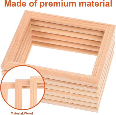 Balacoo 6 Pcs Small Photo Frames, 1:12 Scale Wood Dollhouse Frames, Mini Wooden Dollhouse Furniture Set for DIY Wall Art Painting, Craft Artwork Decor, 3.0 × 2.4 Inch in Saudi Arabia