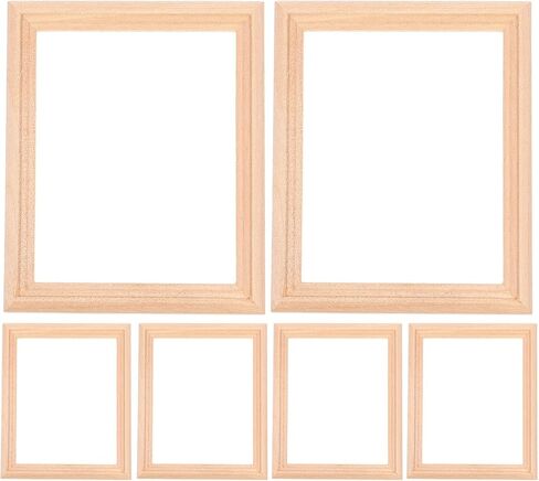 Balacoo 6 Pcs Small Photo Frames, 1:12 Scale Wood Dollhouse Frames, Mini Wooden Dollhouse Furniture Set for DIY Wall Art Painting, Craft Artwork Decor, 3.0 × 2.4 Inch in Saudi Arabia