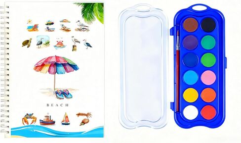 24 Colors Watercolor Book With Paint，Beginner Watercolor Workbook Kit, Watercolors Workbook (Animals -24 colors) in Saudi Arabia
