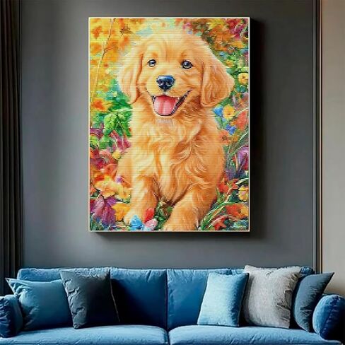 طقم غرز متقاطعة MIJVFNB Puppy Dog 11CT للبالغين والمبتدئين، نمط إبرة سهل لديكور المنزل والحرف اليدوية، 12 × 16 بوصة in Kuwait