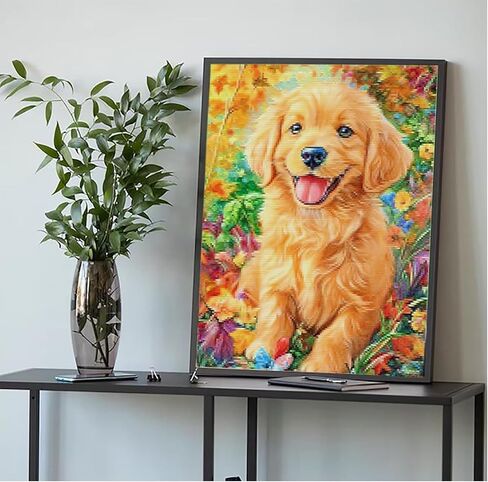طقم غرز متقاطعة MIJVFNB Puppy Dog 11CT للبالغين والمبتدئين، نمط إبرة سهل لديكور المنزل والحرف اليدوية، 12 × 16 بوصة in Kuwait