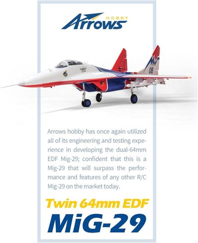 FAIR RC Arrows RC Jet Rc Plane for Adult Mikoyan MiG-29 Twin 64mm EDF Jet 6 Channel Remote Control Airplane PNP (No Battery, no Charger, no Radio) in Saudi Arabia