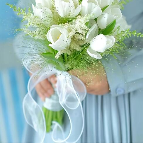 10Yards/Roll Iridescent Fishtail Organza Ribbon 6CM Width for Gift Wrapping Wedding Floral Bouquet DIY Hair Bows Crafts Decorative in Saudi Arabia