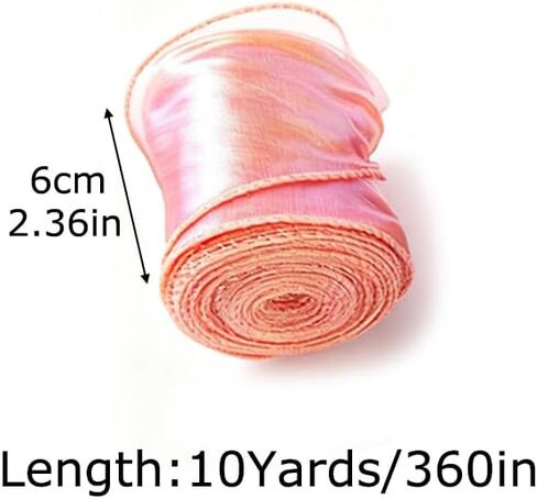 10Yards/Roll Iridescent Fishtail Organza Ribbon 6CM Width for Gift Wrapping Wedding Floral Bouquet DIY Hair Bows Crafts Decorative in Saudi Arabia