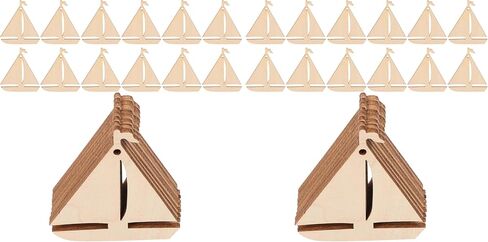 القواطع الخشبية للمراكب الشراعية: 50 قطعة من الحرف الشراعية الخشبية غير المكتملة قطع خشبية فارغة وعلامات لمشاريع DIY ديكورات حفلات الإبحار in Kuwait