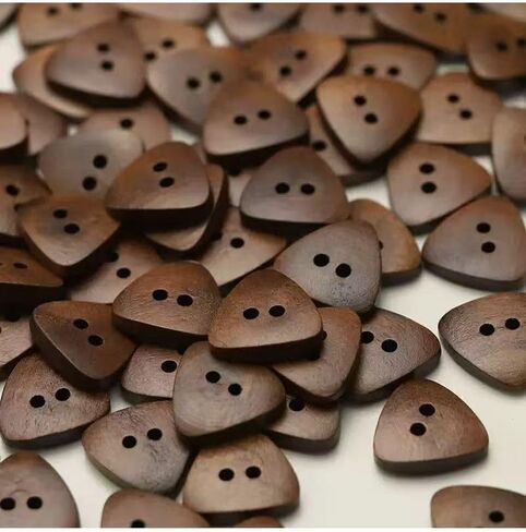 50pcs Natural Brown Arc Wooden Sewing Buttons Great for DIY Crafts, Coat, Sweater, Dresses & Crochet Items for kiddos 18mm Triangle Wooden Buttons in Saudi Arabia