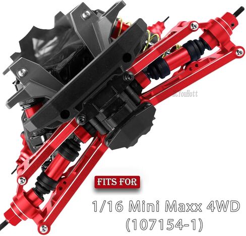RC Aluminum Upgrades Part for 1/16 Mini Maxx 4WD (107154-1),Suspension Arms/RC Shock/Drive Shaft CVD/Caster Block/Steering Blocks/Rear Stub Axle Carriers/Steering Bellcranks/Links,Red in Saudi Arabia