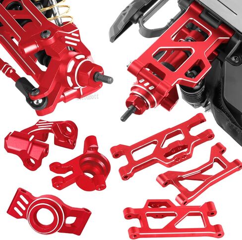 RC Aluminum Upgrades Part for 1/16 Mini Maxx 4WD (107154-1),Suspension Arms/RC Shock/Drive Shaft CVD/Caster Block/Steering Blocks/Rear Stub Axle Carriers/Steering Bellcranks/Links,Red in Saudi Arabia